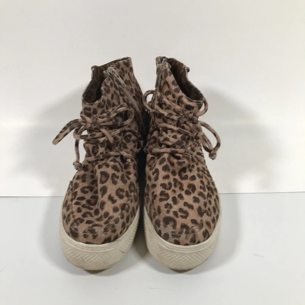 Very G Ursula Leopard Print Lace Up Side Zip Hidden Wedge Womens US 7 UK 5 EU 37